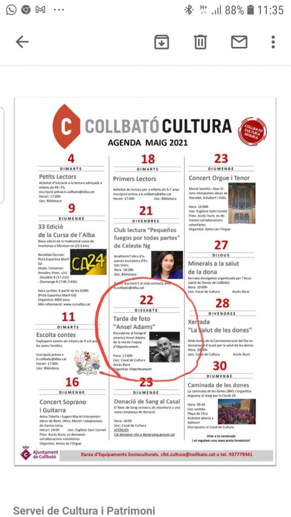 Agenda Collbató Cultura Maig 2021